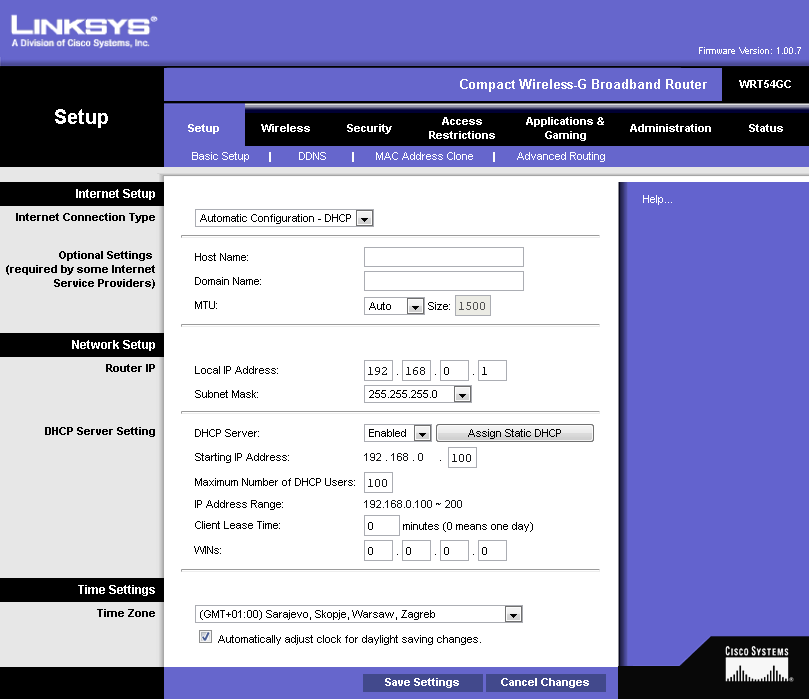 WRT-54GC Basic Setup
