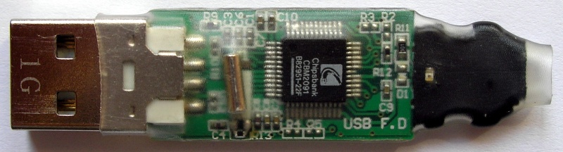 Modyfikacja pendrive-a - zgrzana przezroczysta koszulka termokurczliwa